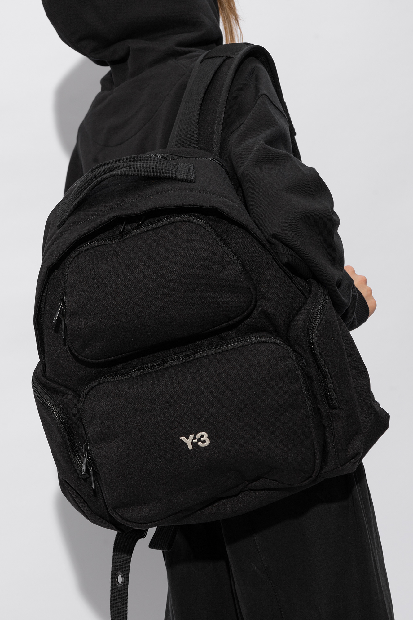 3 Yohji Yamamoto - SchaferandweinerShops Ghana - Black Backpack with logo Y  - Nº21 logo-plaque camera bag